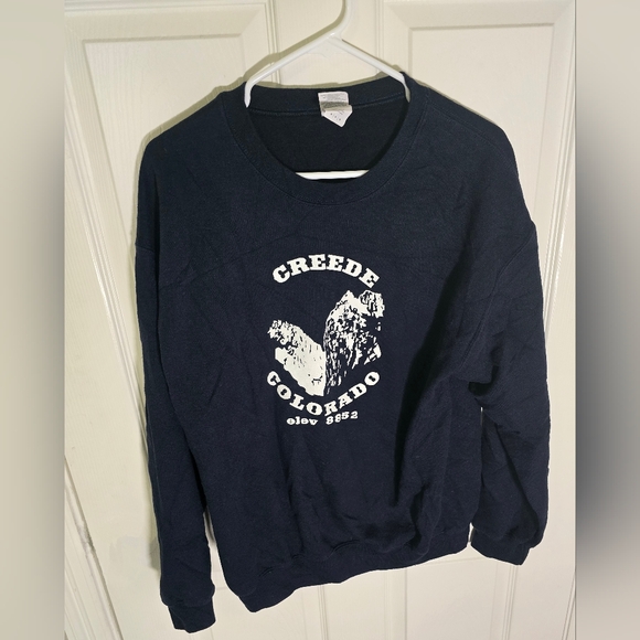 Creede Colorado Navy Mens Pullover Sweater Medium - Picture 1 of 8